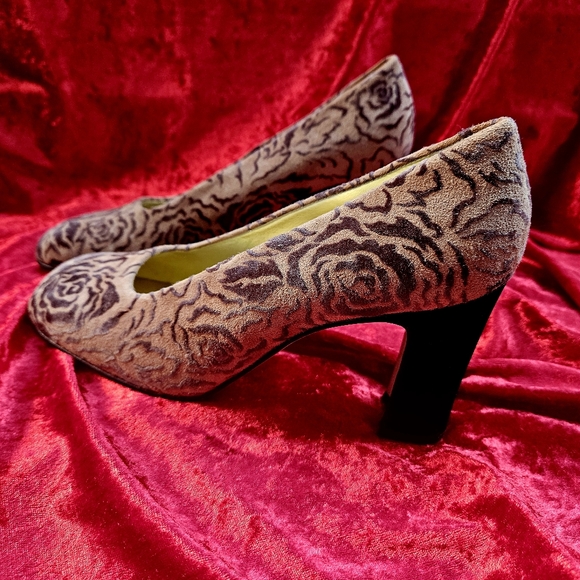 Shoes Vintage PANCALDI Velvet Leather Women Italy 1990s - Picture 10 of 16